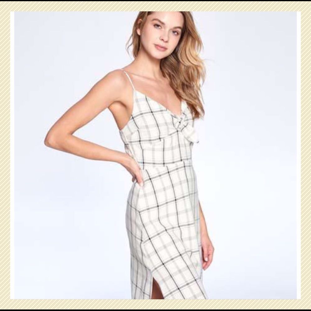 Crescent, Tie Front Victoire Plaid Midi Dress - Small - Picture 2 of 4